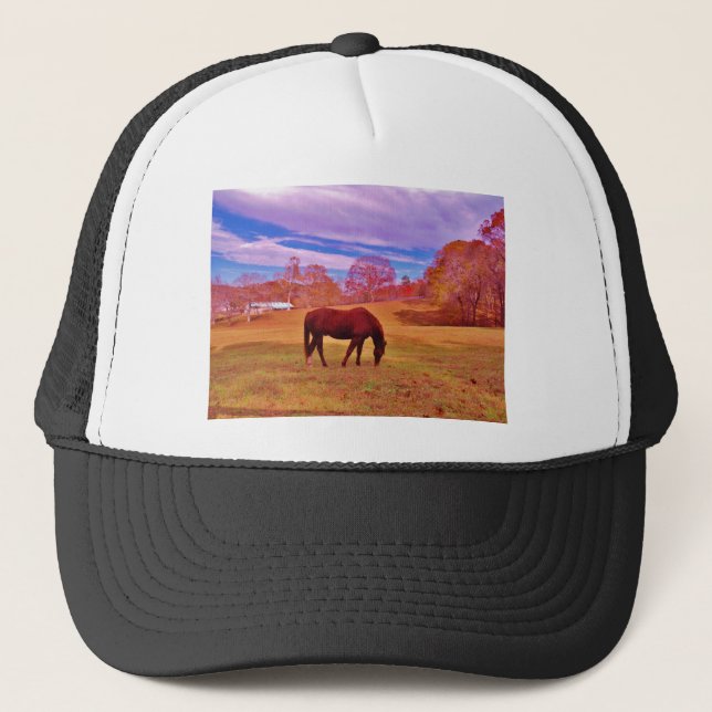 > Brown in a dreamy coloured field Trucker Hat (Front)
