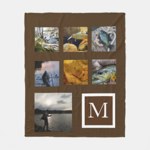 brown Instagram  pictures custom collage monogram Fleece Blanket