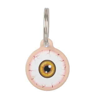 Brown Iris Eyeball Bloodshot Eye Halloween Eyeball Pet Tag