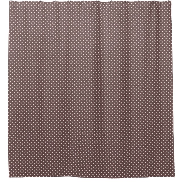 Brown Ivory Polka Dot Retro Bathroom Decor Shower Curtain (Front)