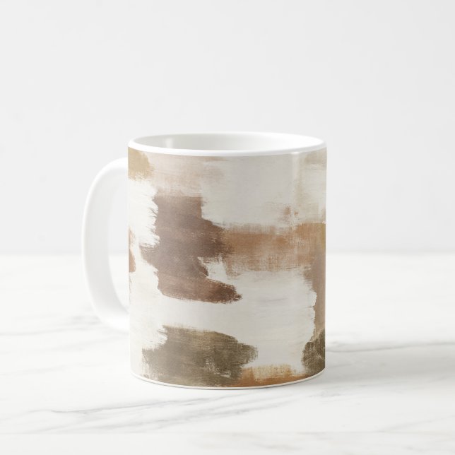 Brown Ivory Tan Cream Abstract Coffee Mug (Front Left)