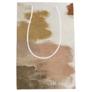 Brown Ivory Tan Cream Abstract Medium Gift Bag