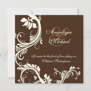 Brown ivory wedding anniversary engagement invitation