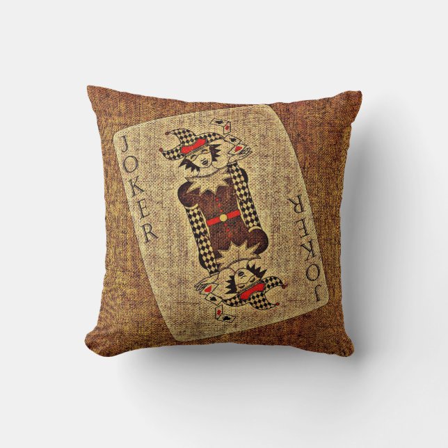 Brown Joker Playing Card Pillow (Front)