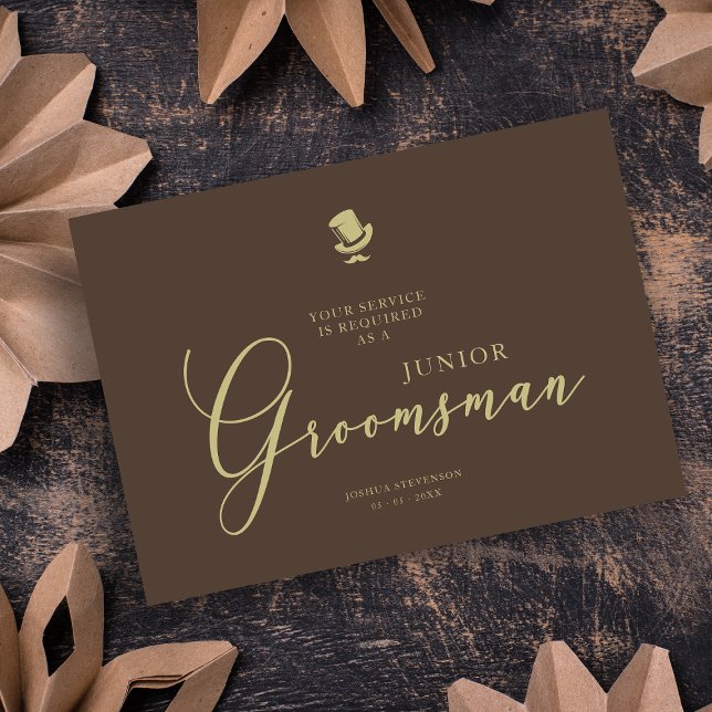 Brown Junior Groomsman Chic Wedding Proposal (Creator Uploaded)