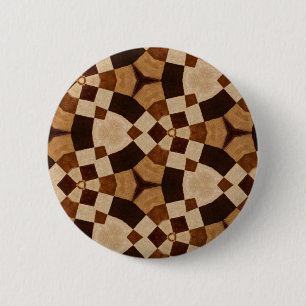 Brown Kaleidoscope Geometric Shapes Patterns 6 Cm Round Badge