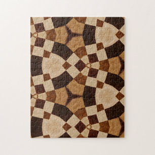 Brown Kaleidoscope Geometric Shapes Patterns Jigsaw Puzzle