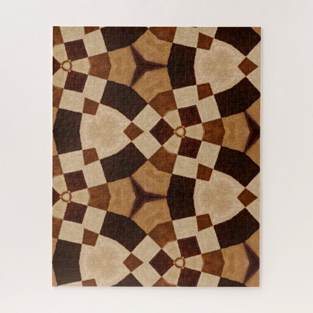 Brown Kaleidoscope Geometric Shapes Patterns Jigsaw Puzzle (Vertical)