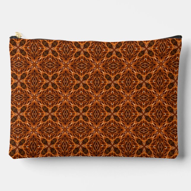 Brown Kaleidoscope Mandala Pattern Accessory Pouch (Front)