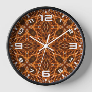 Brown Kaleidoscope Mandala Pattern Clock