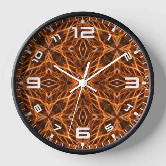 Brown Kaleidoscope Mandala Pattern  Clock (Front)