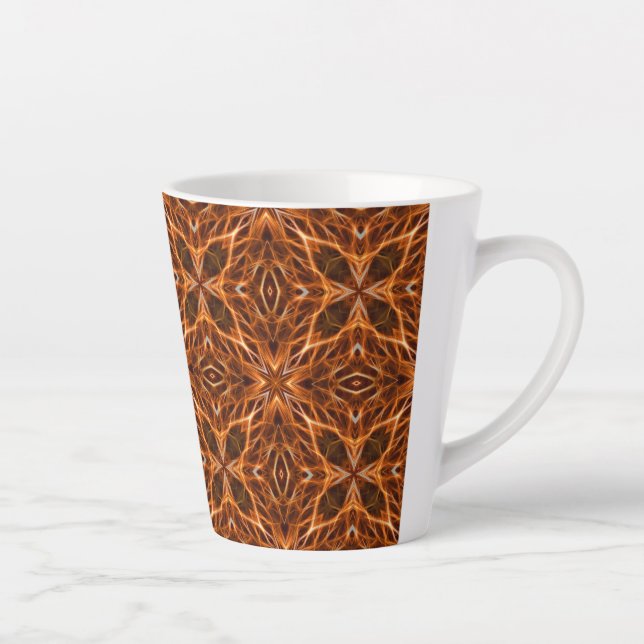 Brown Kaleidoscope Mandala Pattern Latte Mug (Right)