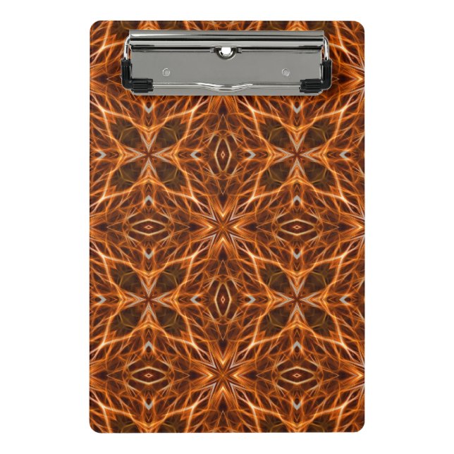 Brown Kaleidoscope Mandala Pattern Mini Clipboard (Front)