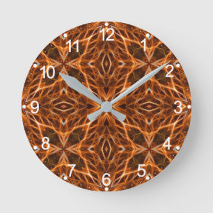 Brown Kaleidoscope Mandala Pattern  Round Clock