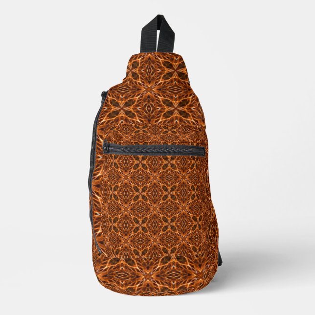 Brown Kaleidoscope Mandala Pattern Sling Bag (Front)