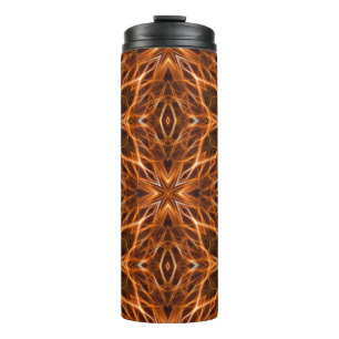 Brown Kaleidoscope Mandala Pattern Thermal Tumbler