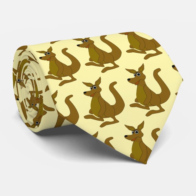 Brown Kangaroo Design Neck Tie (Rolled)