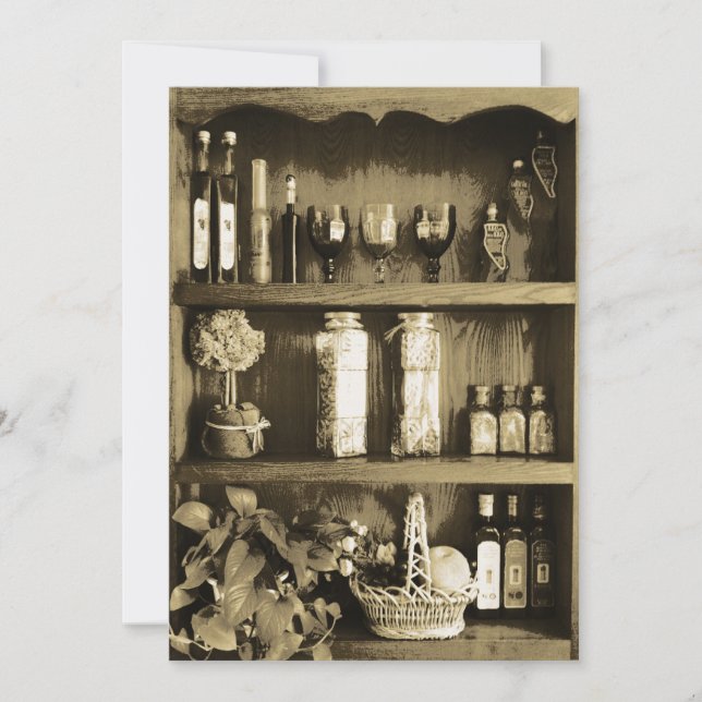 Brown Kitchen Closet Bridal Shower Invitation (Front)