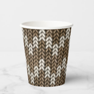 Brown Knit Pattern Paper Cup