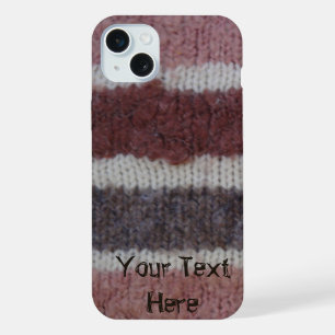 brown knitted stripes vintage style fun iPhone 15 plus case
