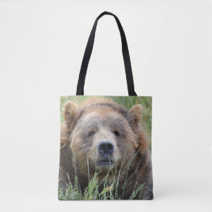Brown kodiak bear tote bag