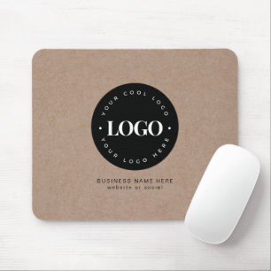 Brown Kraft Custom Logo & Text Business Branded  Mouse Pad