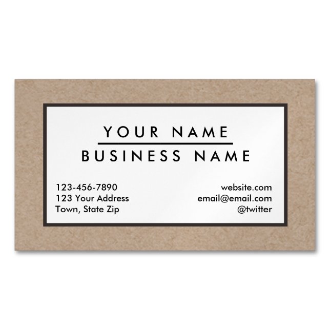 Brown Kraft Paper Background Printed Magnetic Business Card (Front)
