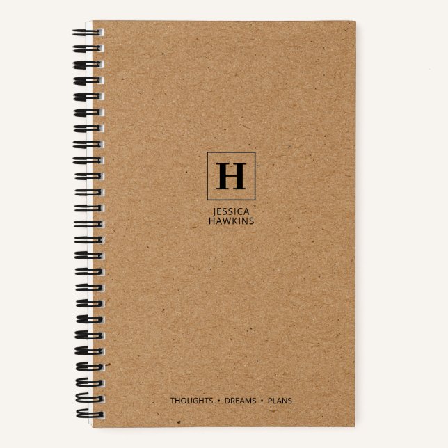 Brown Kraft Paper Classic Monogram Notebook (Front)