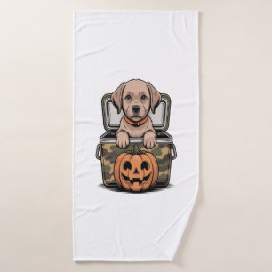 Brown Lab Dog Halloween Spooky Bath Towel