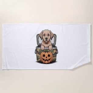 Brown Lab Dog Halloween Spooky Beach Towel