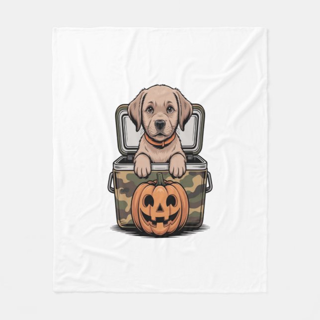 Brown Lab Dog Halloween Spooky Fleece Blanket (Front)
