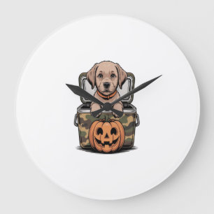 Brown Lab Dog Halloween Spooky Large Clock