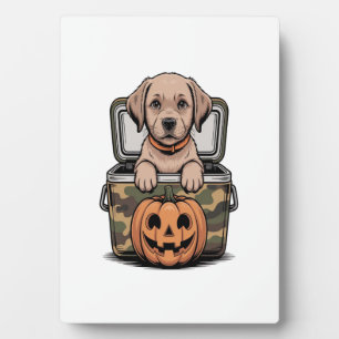 Brown Lab Dog Halloween Spooky Plaque