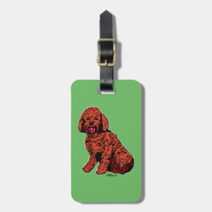 Brown Labradoodle Green Luggage Tag