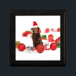 Brown Labrador Dog Christmas w Gifts Santa Hat Gift Box<br><div class="desc">A cute labrador dog sitting with Christmas ornaments and gifts wearing Santa hat. A perfect way to celebrate Christmas!</div>