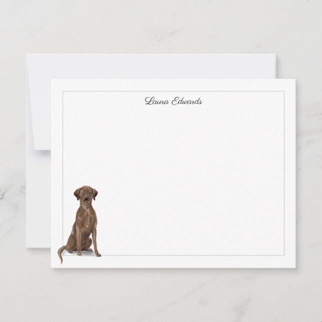 Brown Labrador Retriever Grey Border Personalised Card (Front)