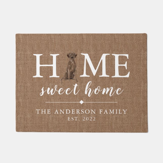 Brown Labrador Retriever Home Sweet Home Doormat (Front)
