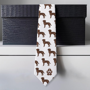 Brown Labrador Retriever Pattern Custom Monogram Tie
