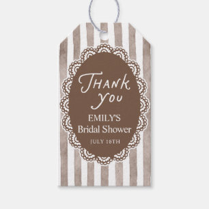  Brown Lace Bridal Shower  Gift Tags