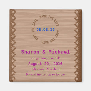 Brown Lace save the date magnet