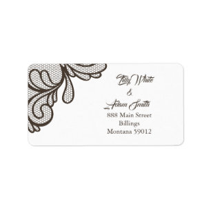 Brown Lace Wedding Stationery - Address Label