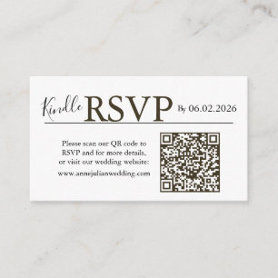 Brown landscape RSVP QR Code Card Modern Wedding