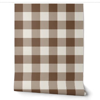 Brown Large Chequered Gingham Wallpaper