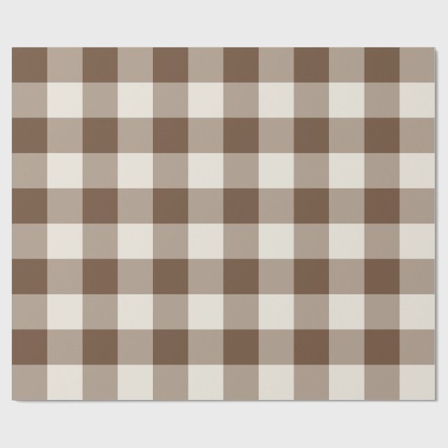 Brown Large Chequered Gingham Wrapping Paper (Flat)