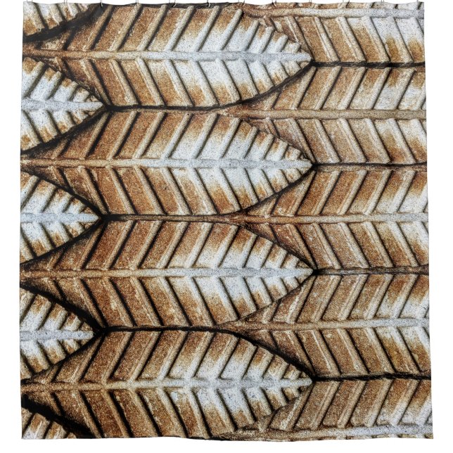 Brown leaf accent area rug shower curtain (Front)