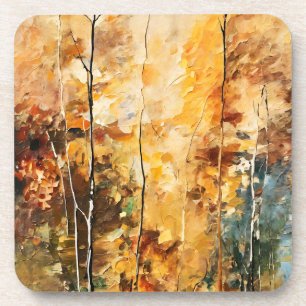 Brown Leaf Nature Serenity Abstract Art Coaster