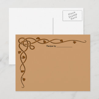 Brown Leaf Vine Blank Recipe Postcard