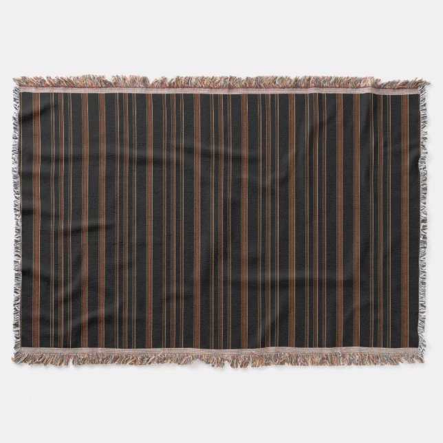 Brown Leather And Black Throw Blanket (Front)