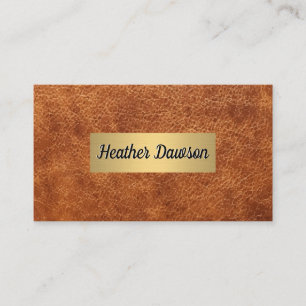 Brown Leather and Metallic Gold Frame Business Card