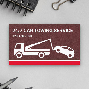 Brown Leather Car Towing Service Tow Truck Business Card